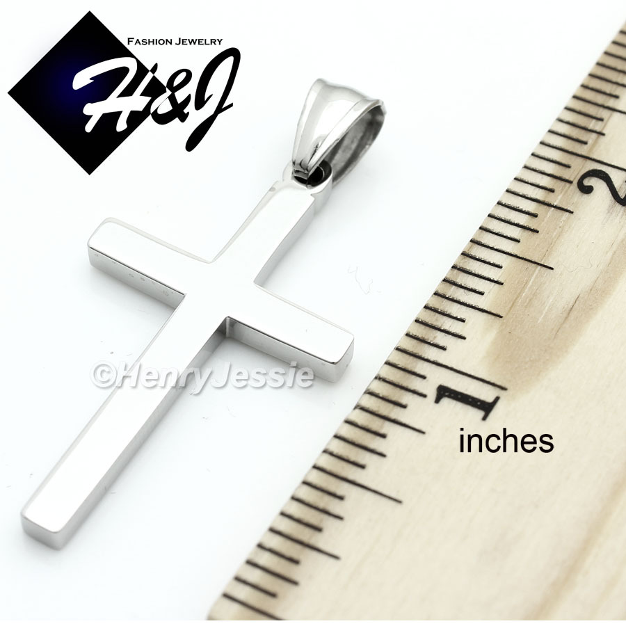 Men’s Women’s Stainless Steel 1.5″x0.9″ Silver Plain Cross Pendant*SP