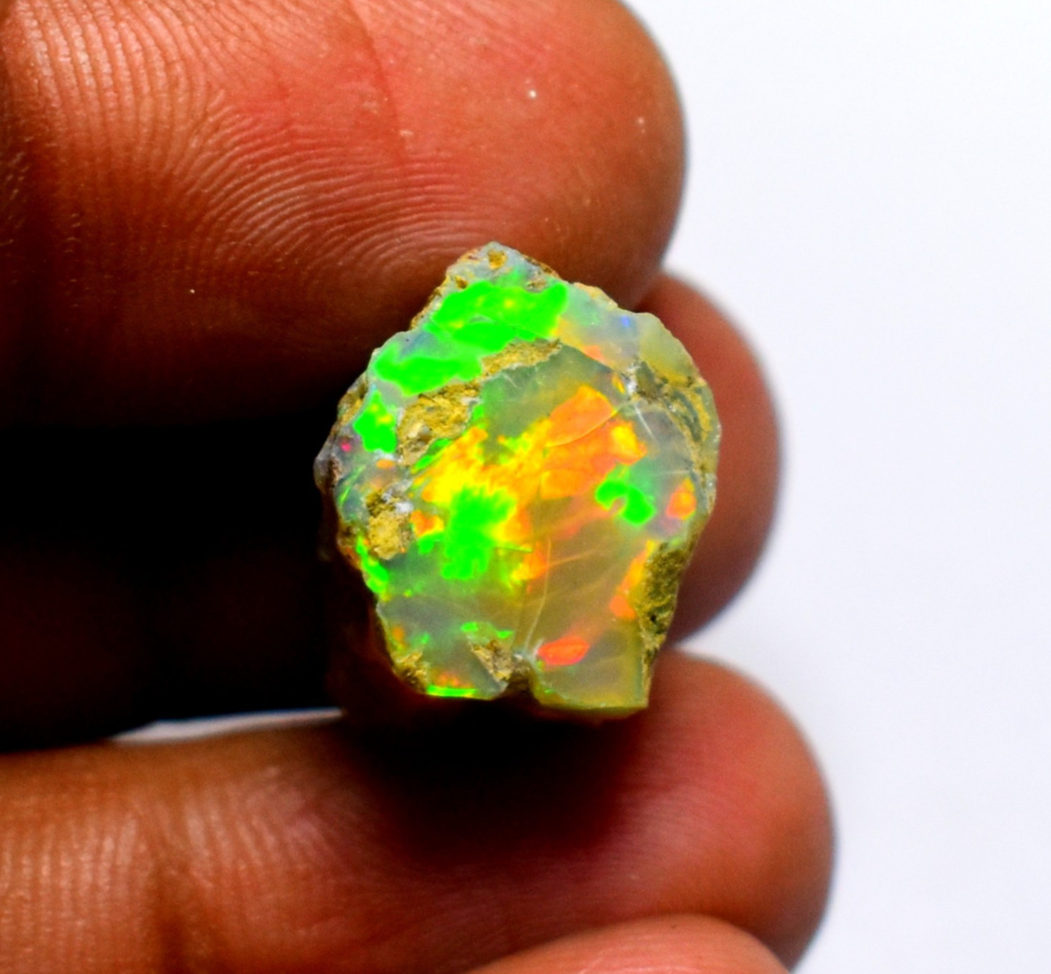 Ethiopian Opal Rough, Natural Multi Fire White Opal Raw 13.90 Cts 20×13 mm