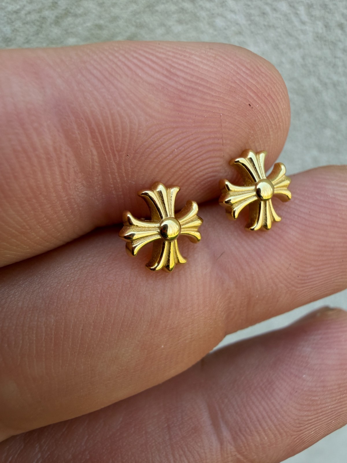 Real 14k Gold Over Solid 925 Silver Men Hearts Chrome Star Earrings Plain Studs