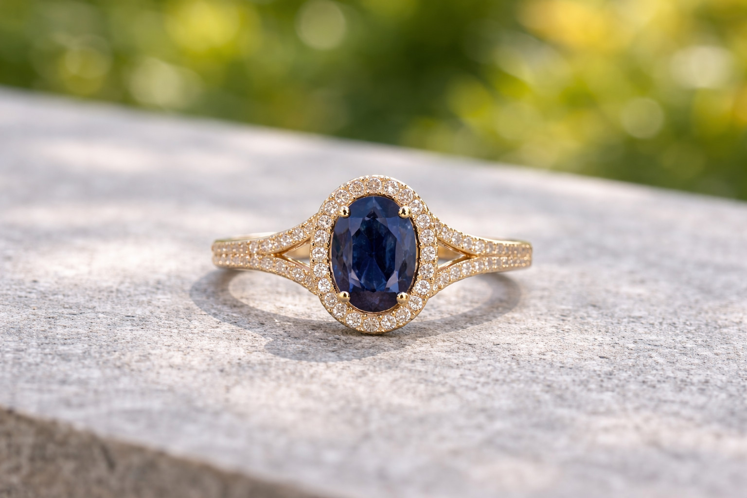3.00 Ct Oval Natural Sapphire & Diamond Wedding Gift Ring 14K Yellow Gold Sz 7