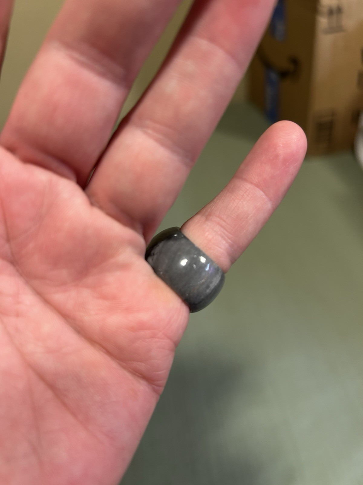 black gray white marbled Plastic Ring Similar To Black jadeite jade Sz 6