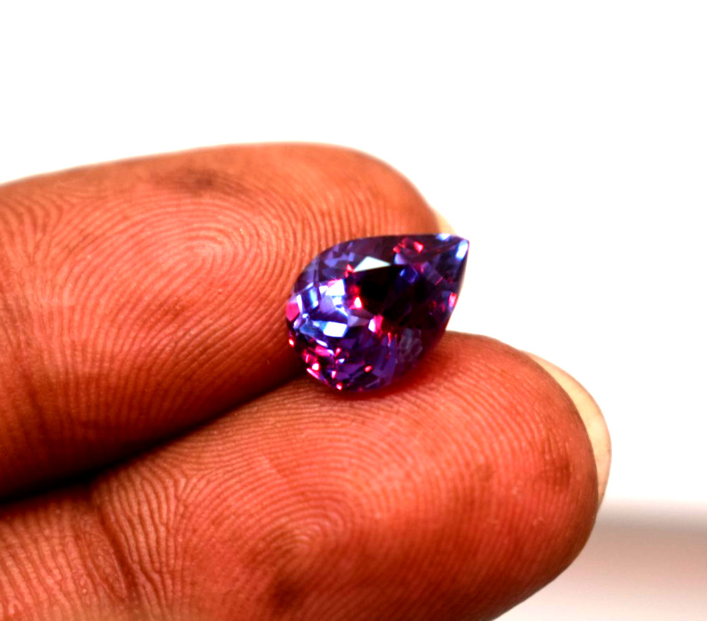 Certified Russian Natural Color Change Alexandrite 4 Ct Pear Cut Loose Gemstone