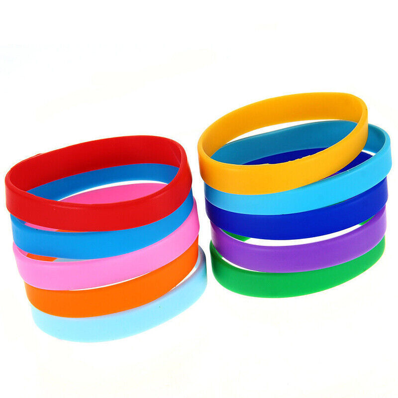 12 Pack Kids Adults Blank Silicone Wristbands Rubber Bracelets 12 Color Mixed