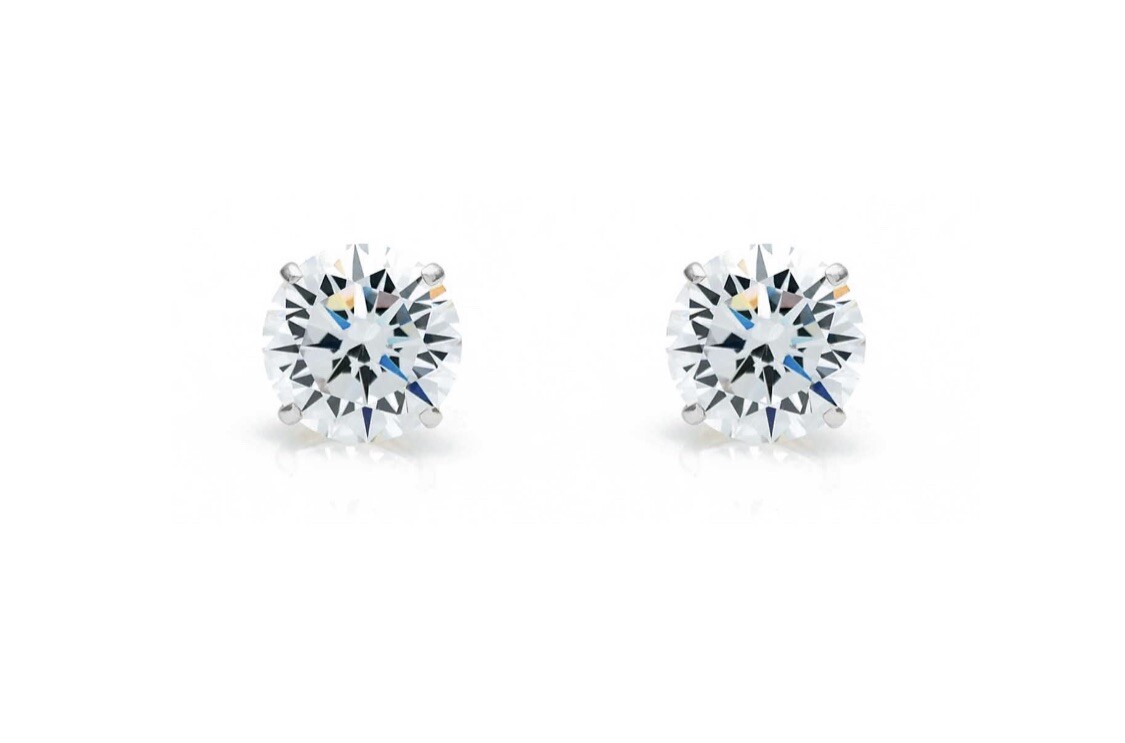 1/2 Ct Round Cut VVS1/D Lab Created Stud Earrings 14k White Gold Push Back 5mm