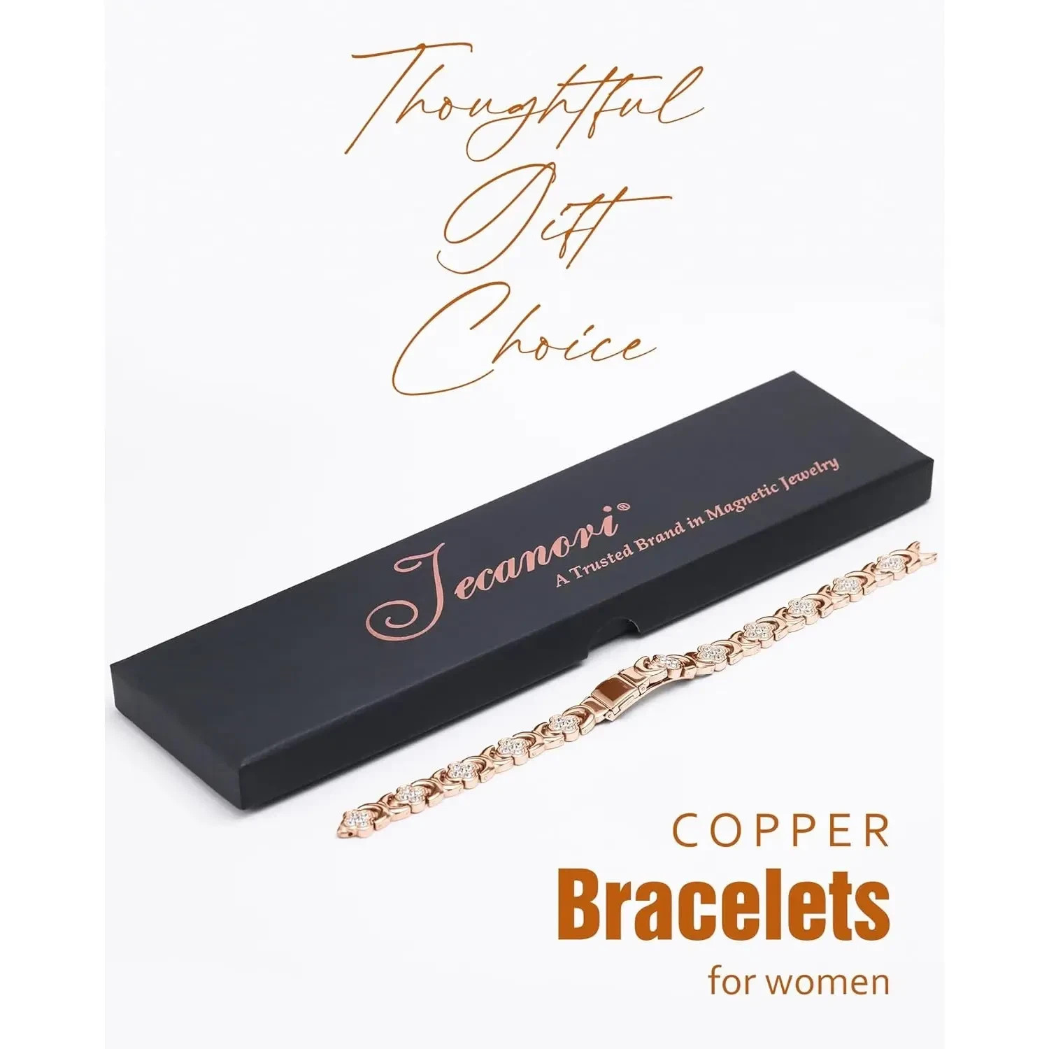 Jecanori Copper Bracelets for Women, Pure Copper Magnetic Bracelet with 3500 Gau