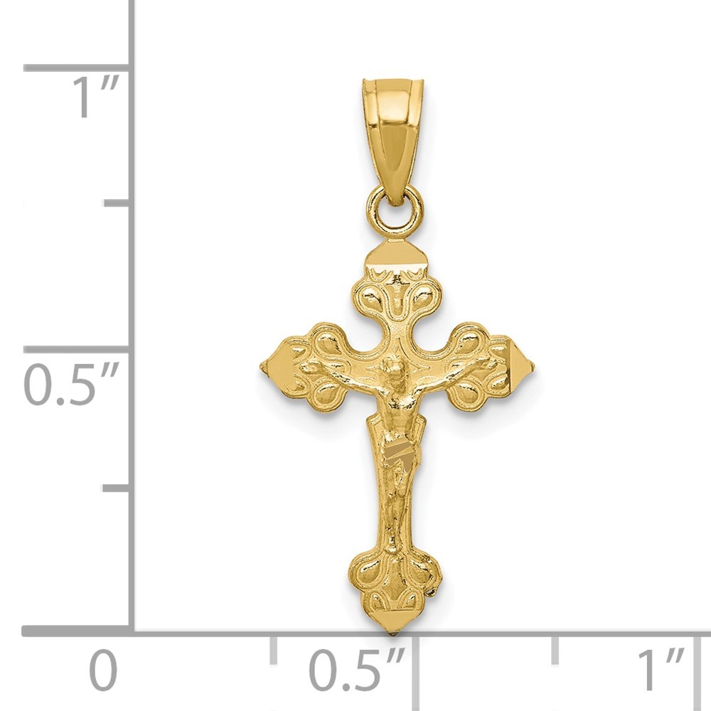10k Yellow Gold Crucifix Pendant L-0.99 Inch, W-0.44 Inch