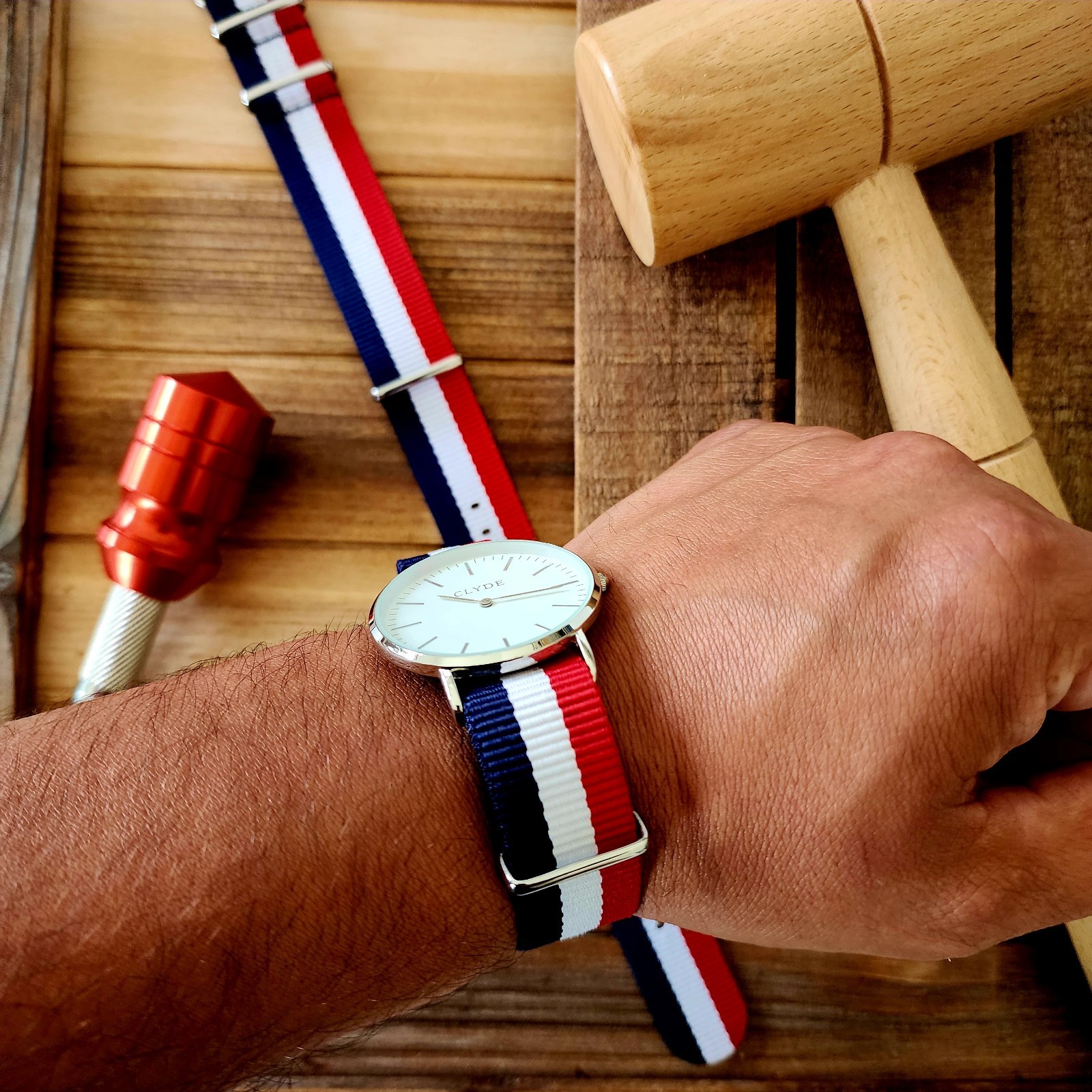 NATO G10® Watch Strap 18mm-24mm Red White Blue Ballistic Nylon Military Band USA