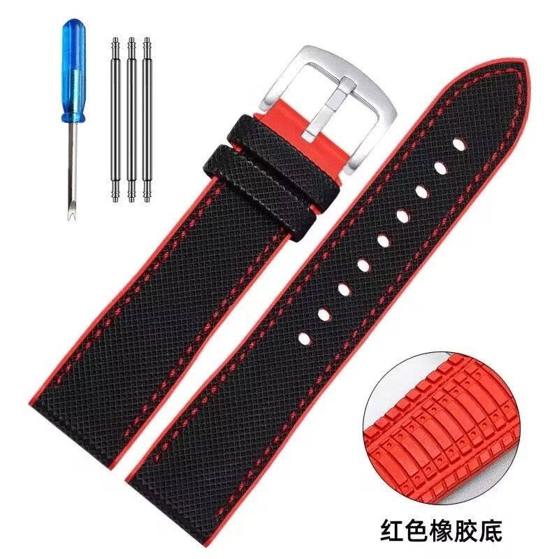 20/22mm Universal Watch Band Nylon Silicone Rubber Watch Strap