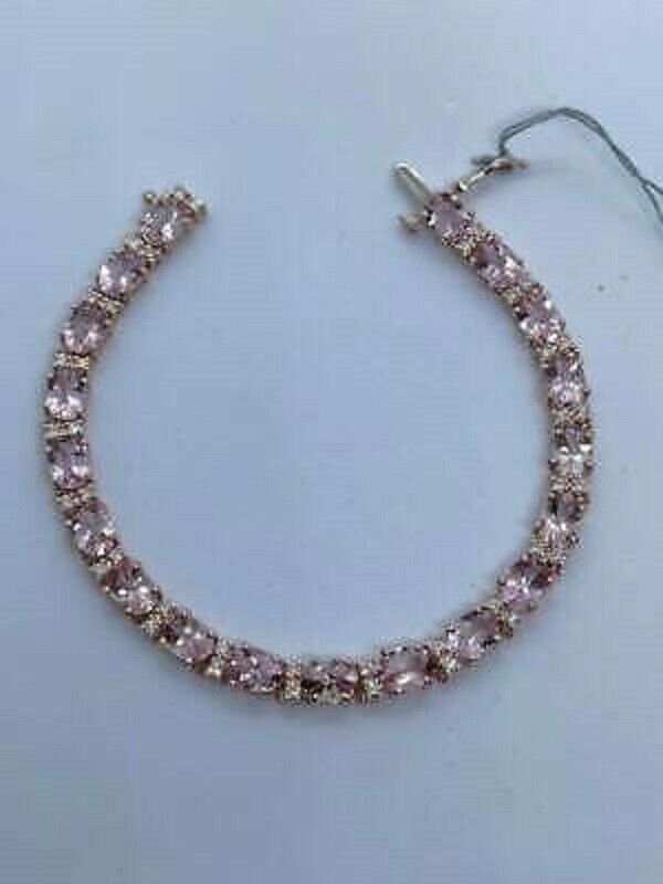 12CT Oval Cut Peach Morganite Women’s Tennis Bracelet 6X4MM 14K Rose Gold Finish
