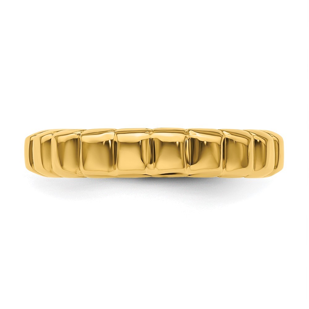 14K Yellow Gold Polished and Grooved Band Ring Size 6 2.26gm