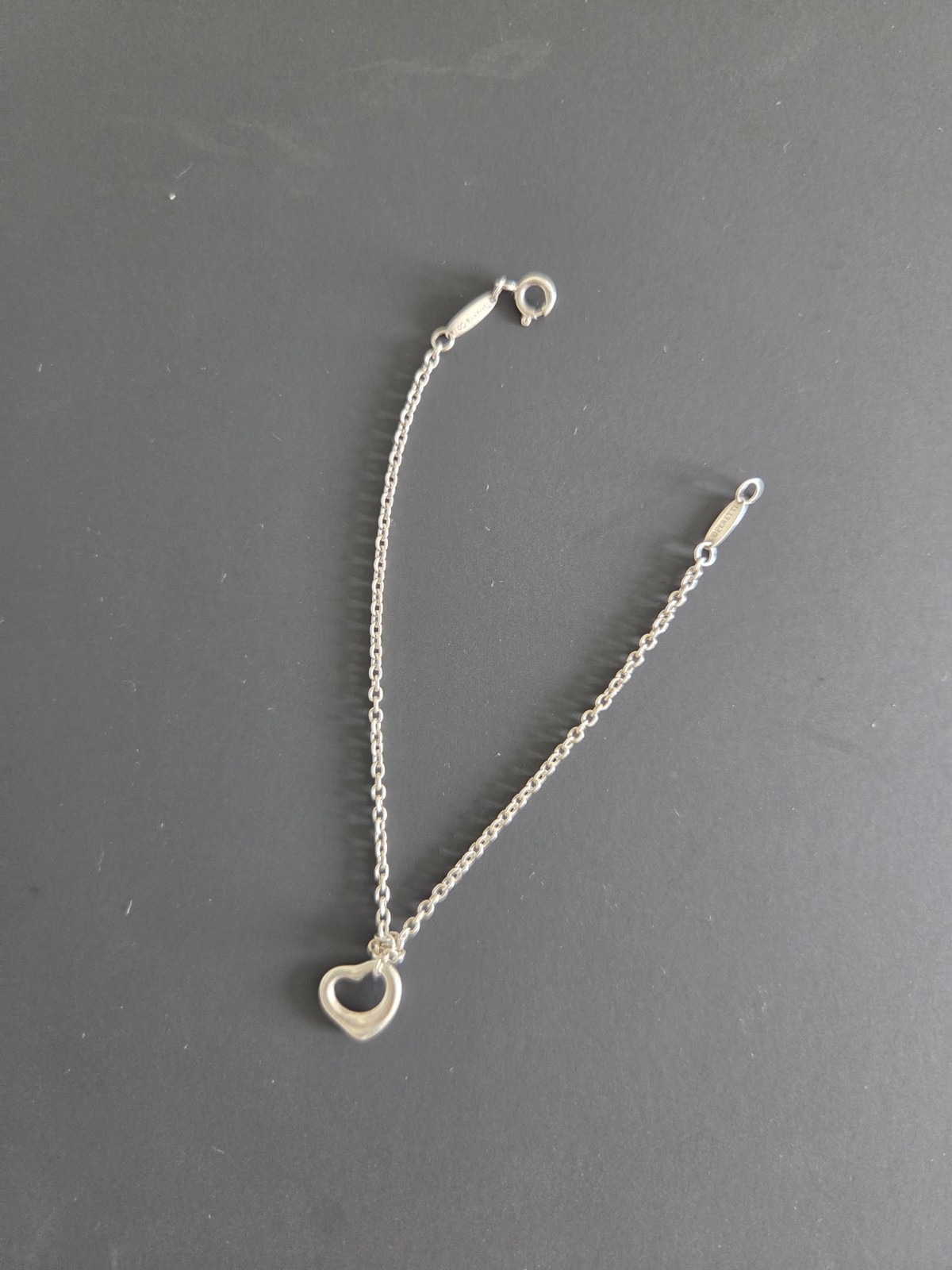 Tiffany & Co. Elsa Peretti Open Heart Oval Chain Bracelet 925 Sterling Silver