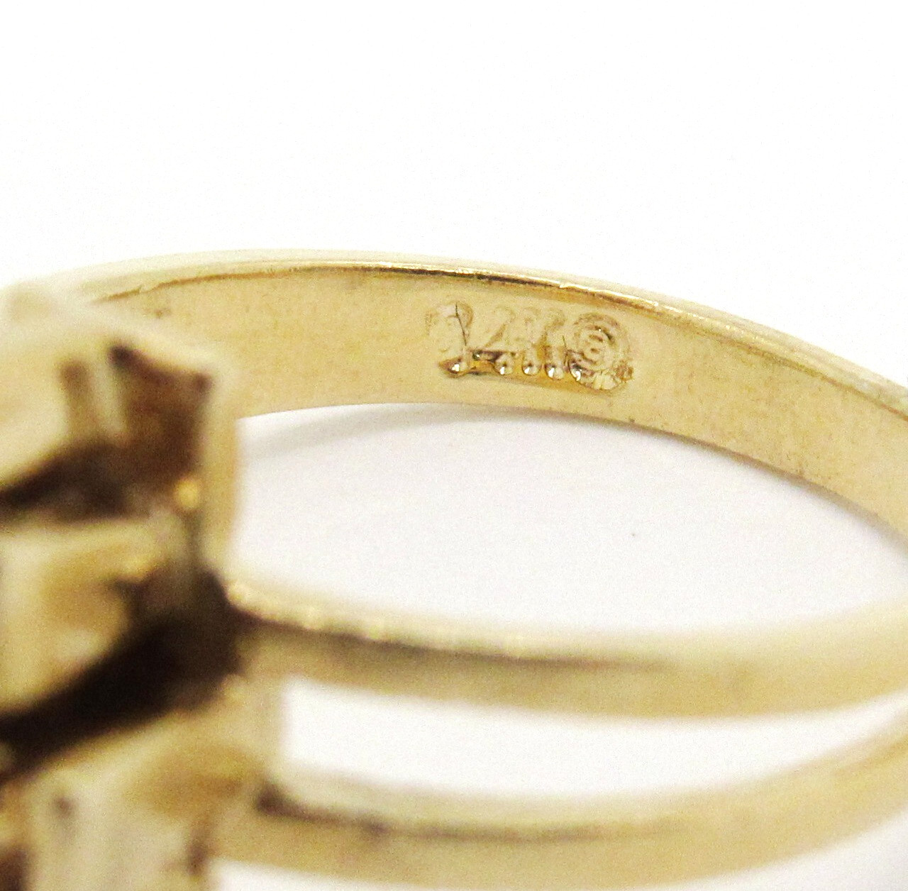 14k Yellow Gold Diamond Geometrical Cluster Right Hand Ring Size 5-1/2 Estate