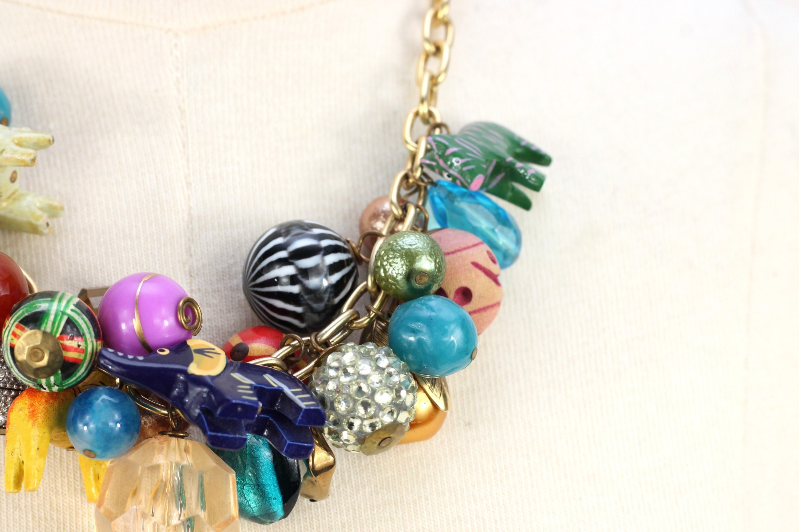 Lenora Dame Chunky Colorful Charm Animal Eclectic Statement Necklace