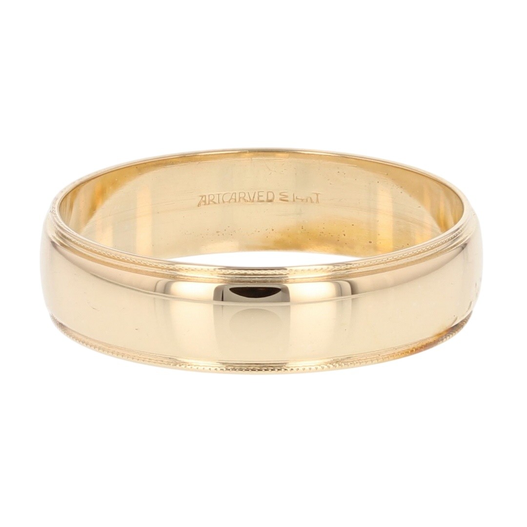 5.6mm Polished Milgrain Wedding Band Ring 14k Yellow Gold 4.05 Grams Size 11