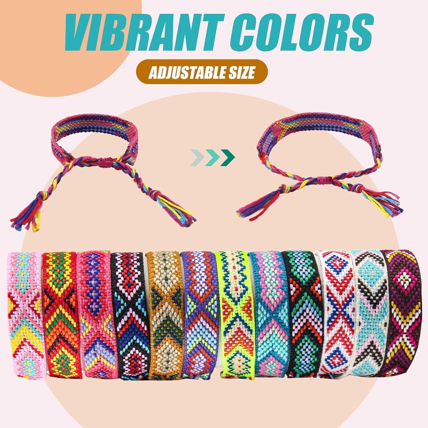 Adjustable Sliding Knot Friendship Bracelets – 12 Vibrant Styles for All Ages