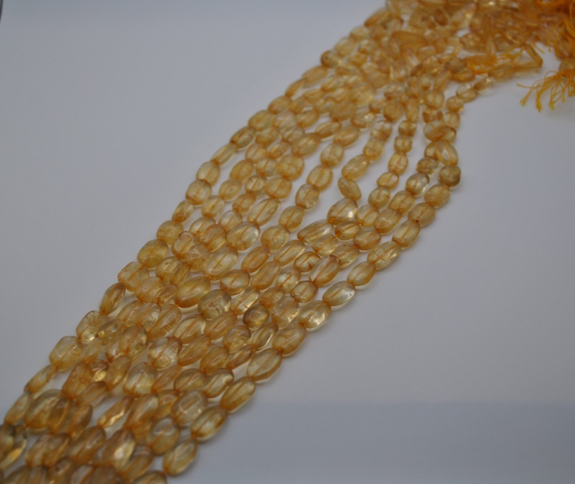 Citrine Oval Gemstone Strand with Smooth Stones (No Clasp)
