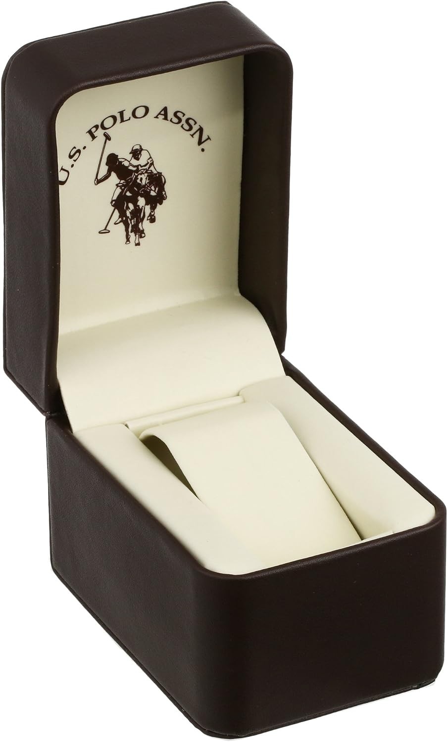 U.S. Polo Assn. Men’s Quartz Dress Watch – Blue Dial, Gold Bezel, Brown Strap