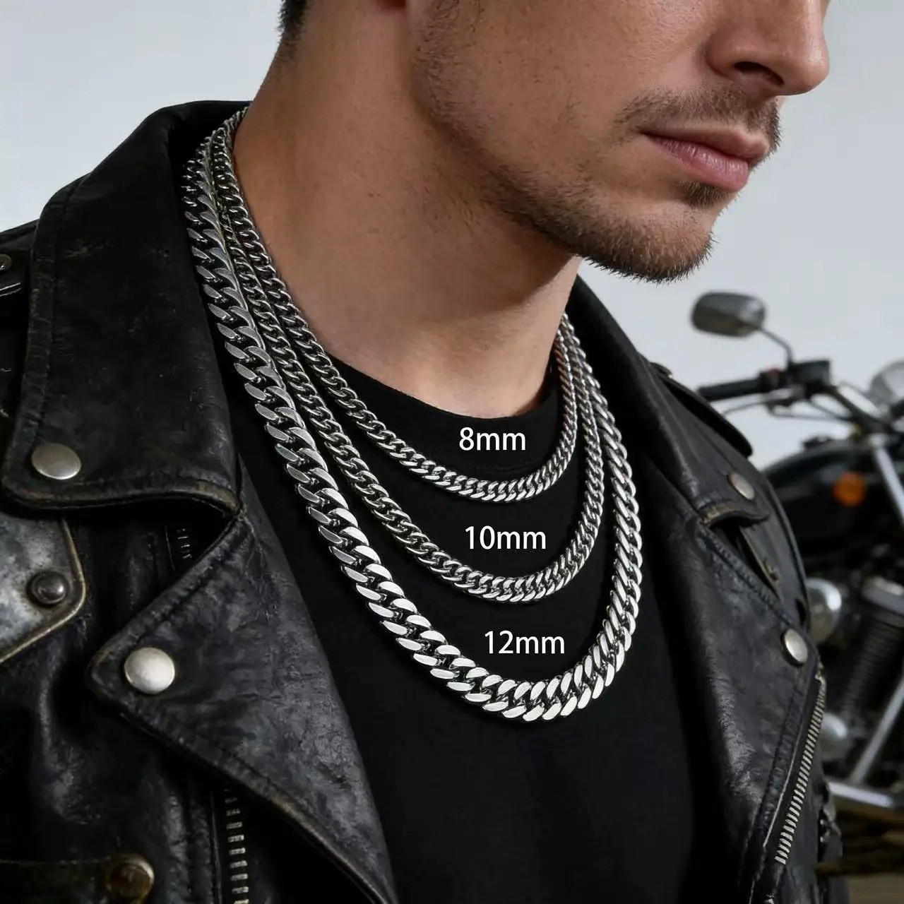 Stainless Steel Cuban Link Chain Necklace Men 8-14MM Heavy Punk