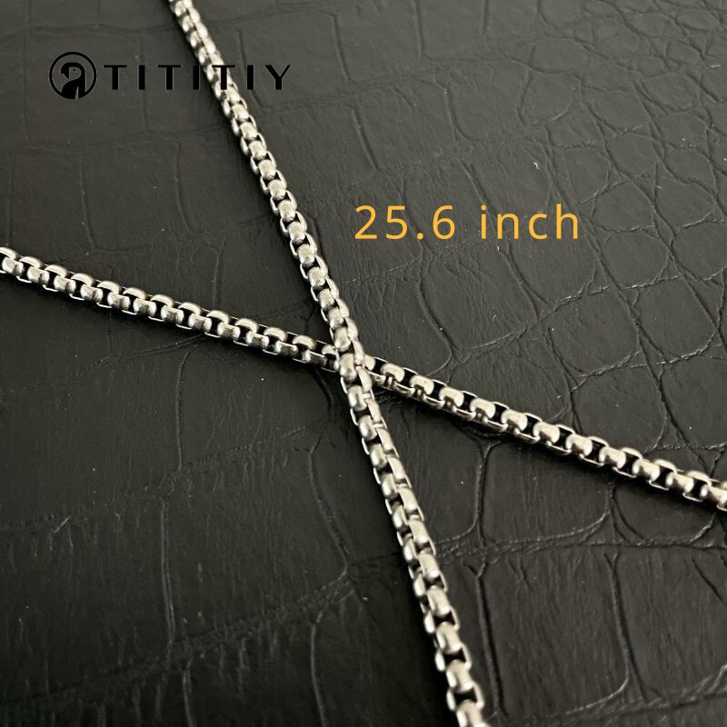 Titanium Necklace Width 3mm Square Box Sub Chain Antiallergic Trend Chain 25.6″