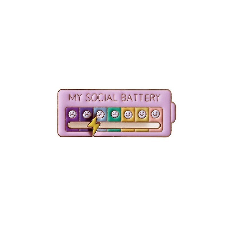 Mood Expression Pins for Women Men My Social Battery