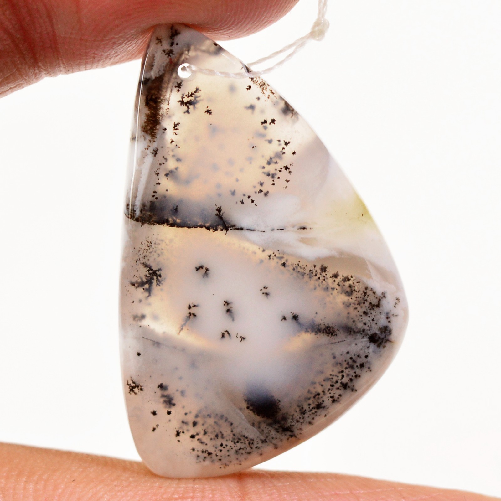 25 Cts Natural Dendrite Agate Front Drill Cabochon loose Gemstone 32×18 mm #L599