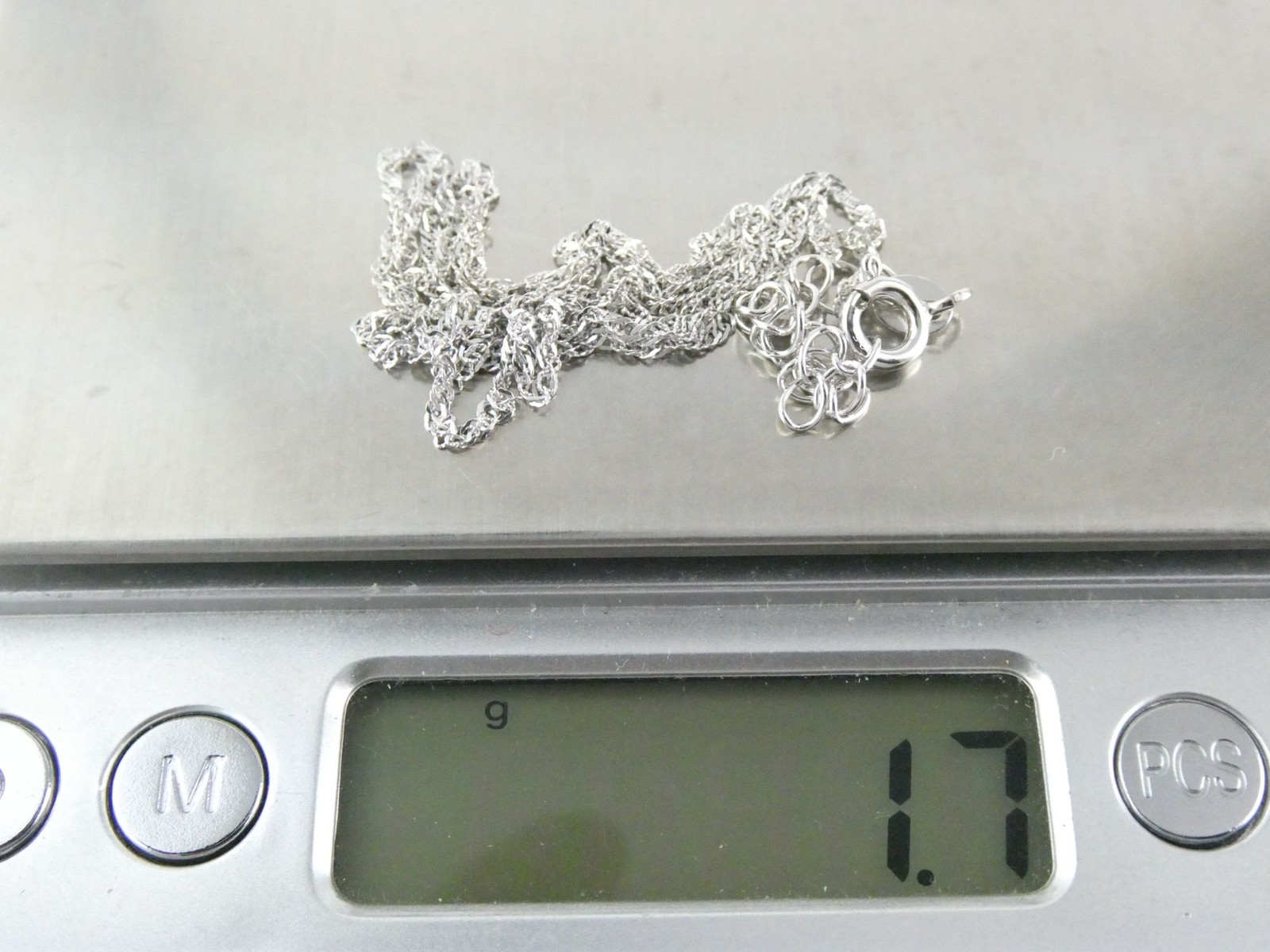 Sterling Silver Link Chain Necklace Adjustable 18-20 Inch Length 1.7g .4mm Thick