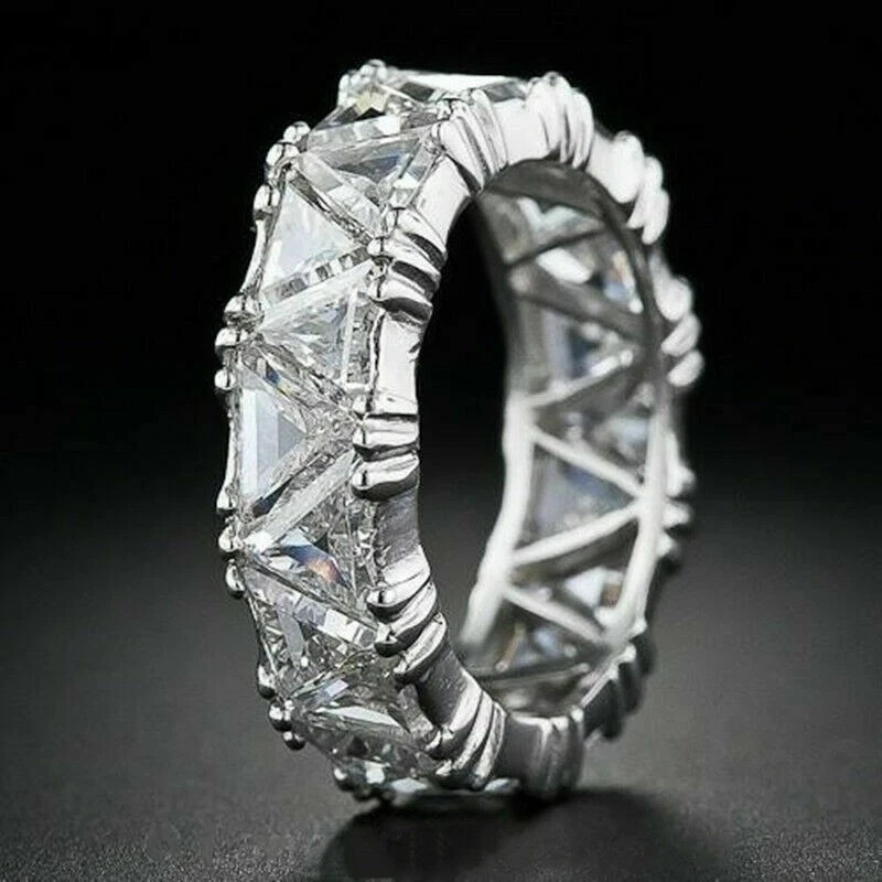 3Ct Lab Created Diamond Full Eternity Wedding Band Ring 14K White Gold Plated