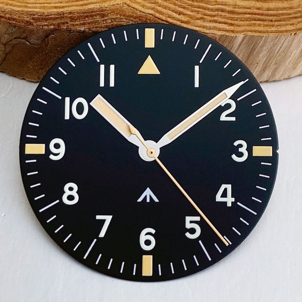 Fit VH31 NH35 NH36 NH38 PT5000 ETA2824 33.5mm Pilot Watch Dial & Hands Luminous