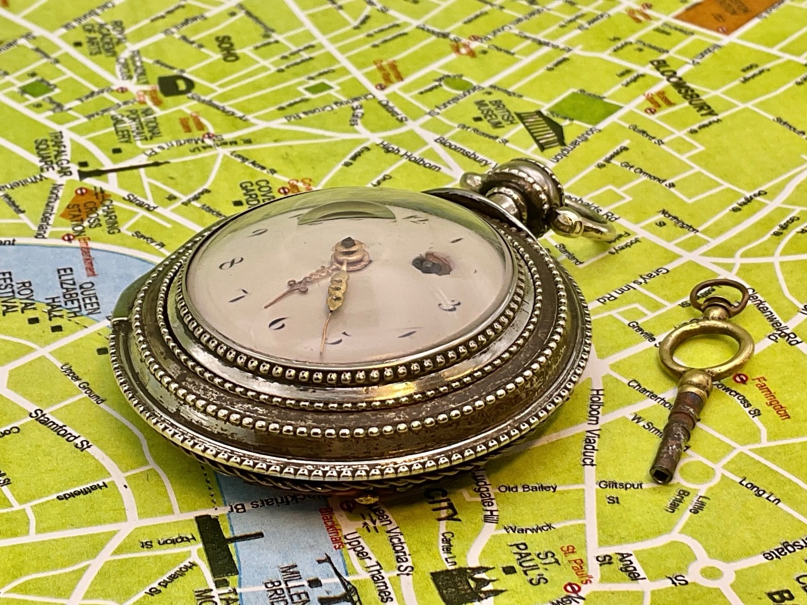 Austrian Silver Pair case Laquered Verge 1820 . Pocket Watch