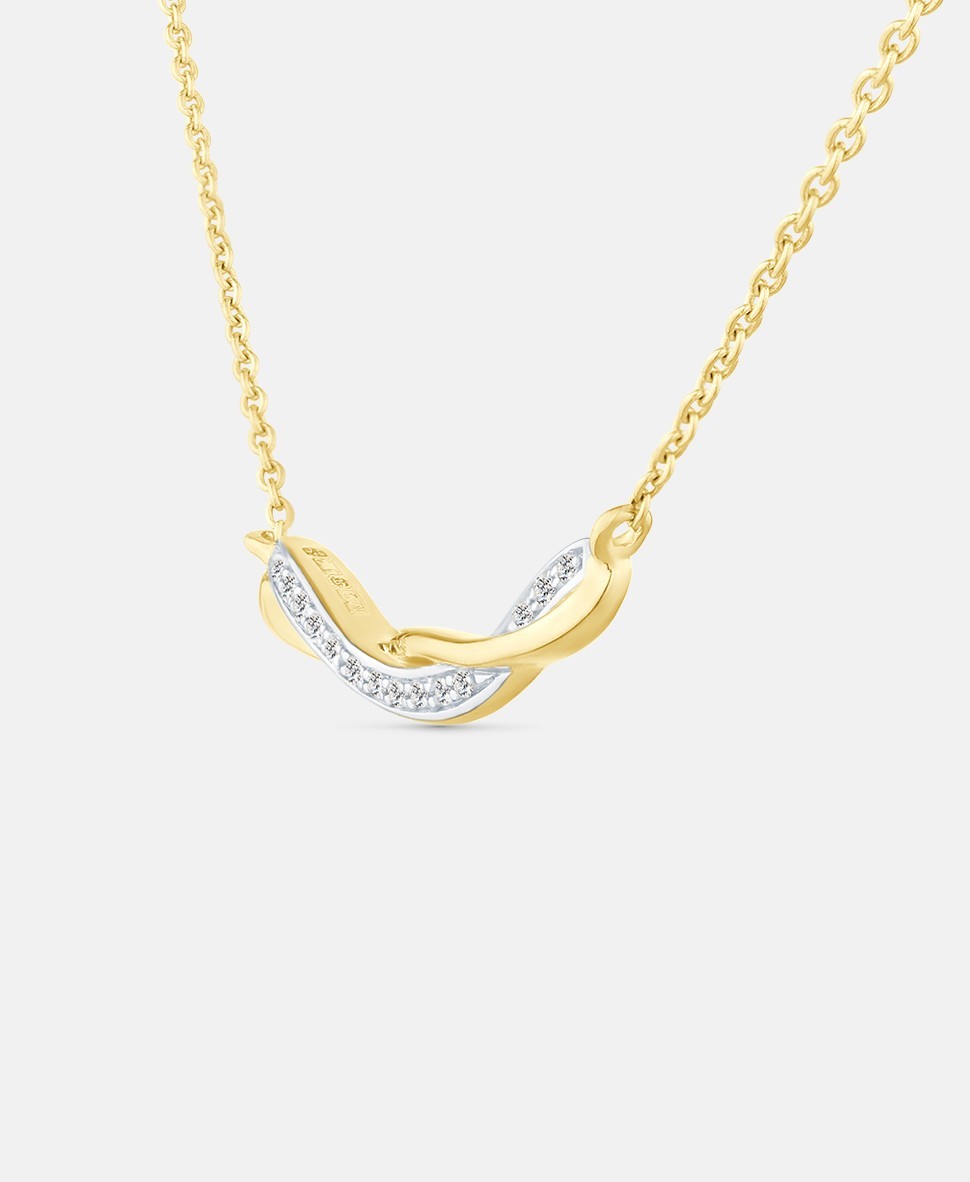 9ct Yellow Gold Lab Diamond Crossover Necklace
