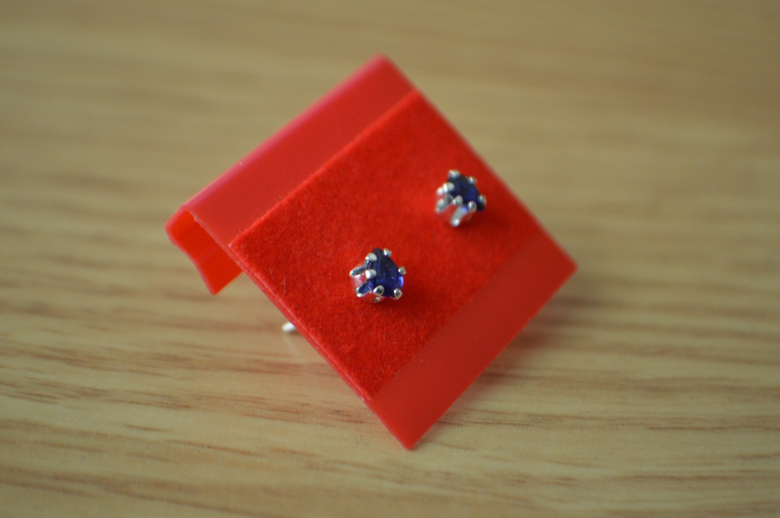 0.36ct Madagascar Blue Sapphire Solitaire Earrings Fine Silver ~ 4x3mm Pear TINY
