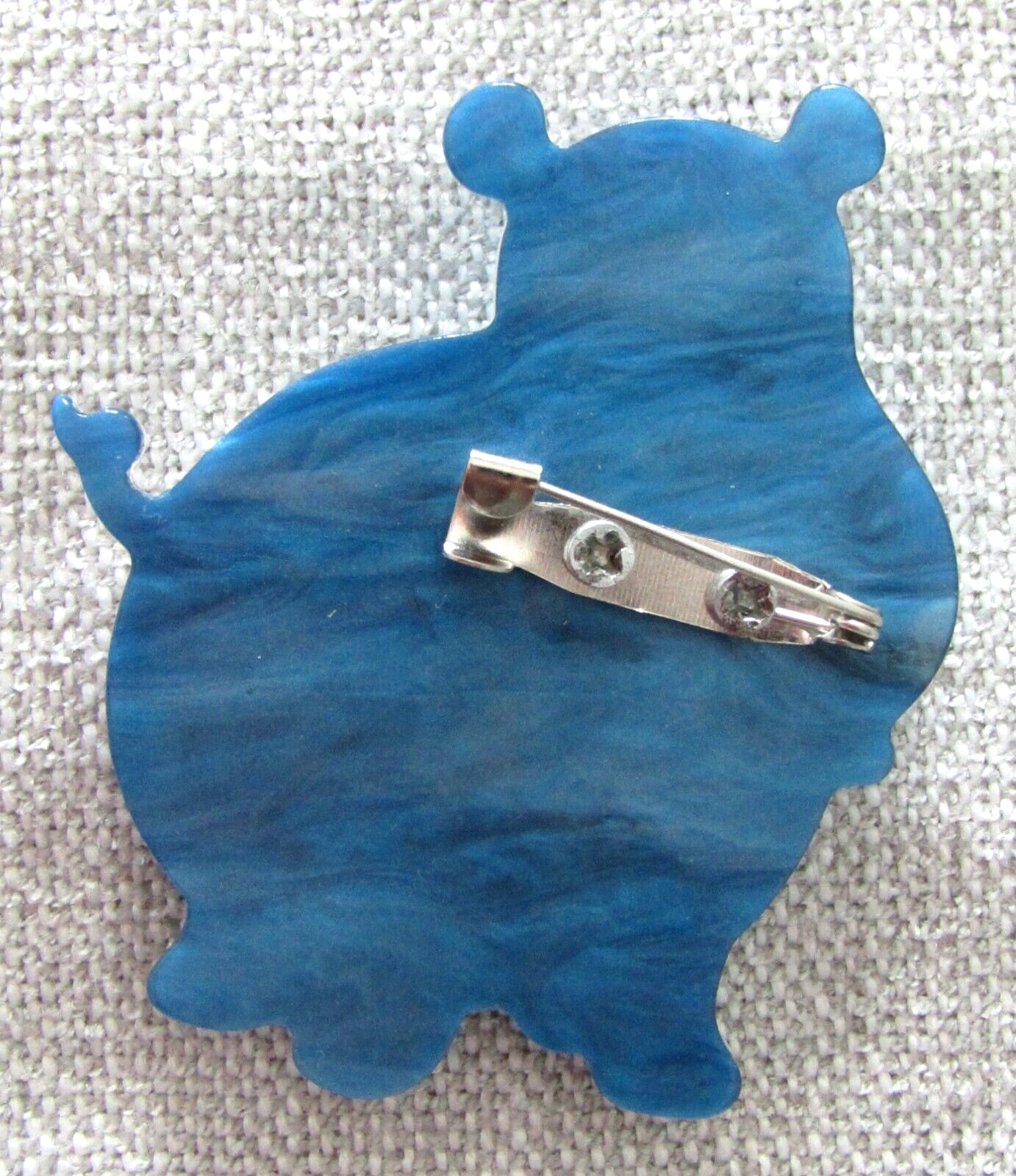 Hippopotamus Hippo 3D Acrylic Brooch Pin Blue/White Excellent Quality – Style #2