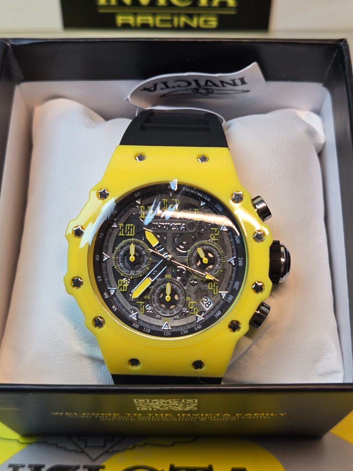 Invicta Racing Valyron Mens Watch 41mm Yellow & Black w/ Black Racing Dial NEW!!