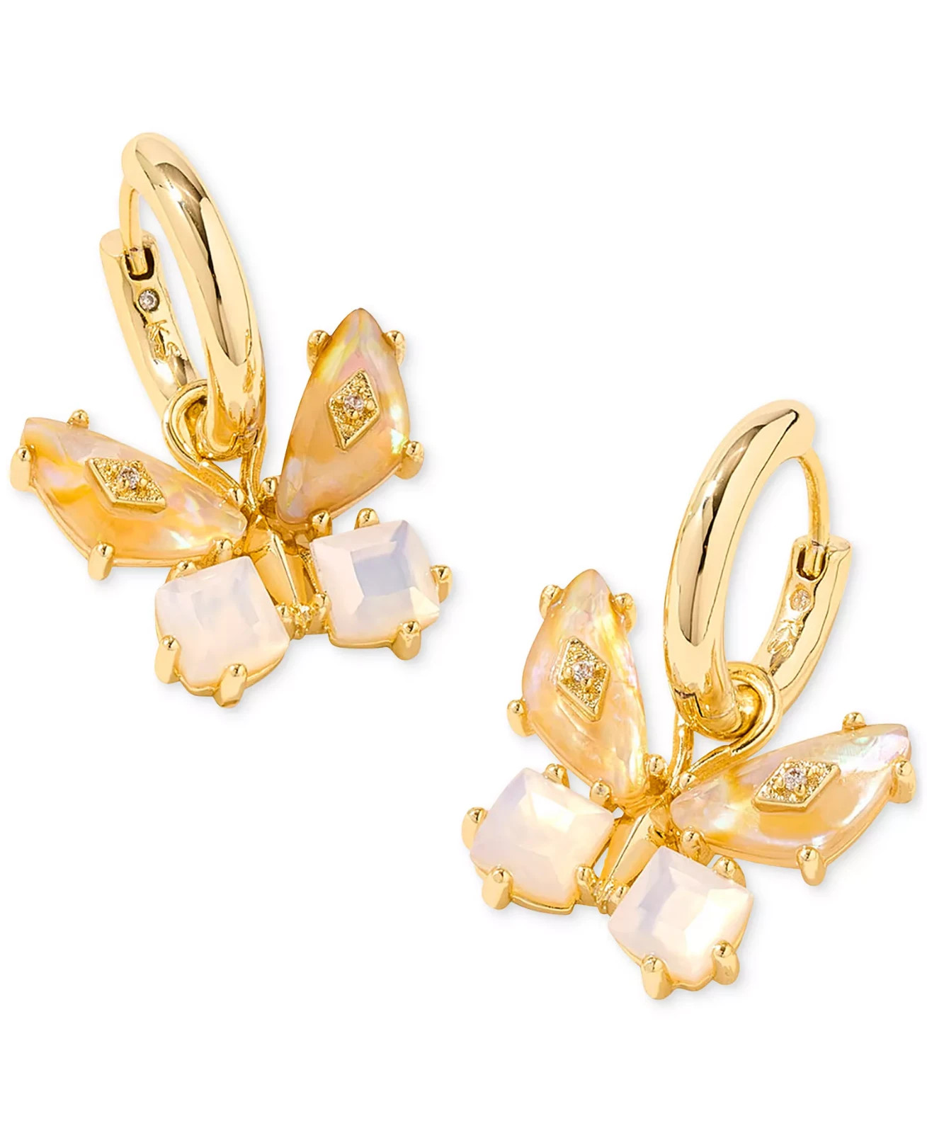 Kendra Scott Bianca Butterfly Huggie Earrings 14K Gold-Plated White Mix NWT
