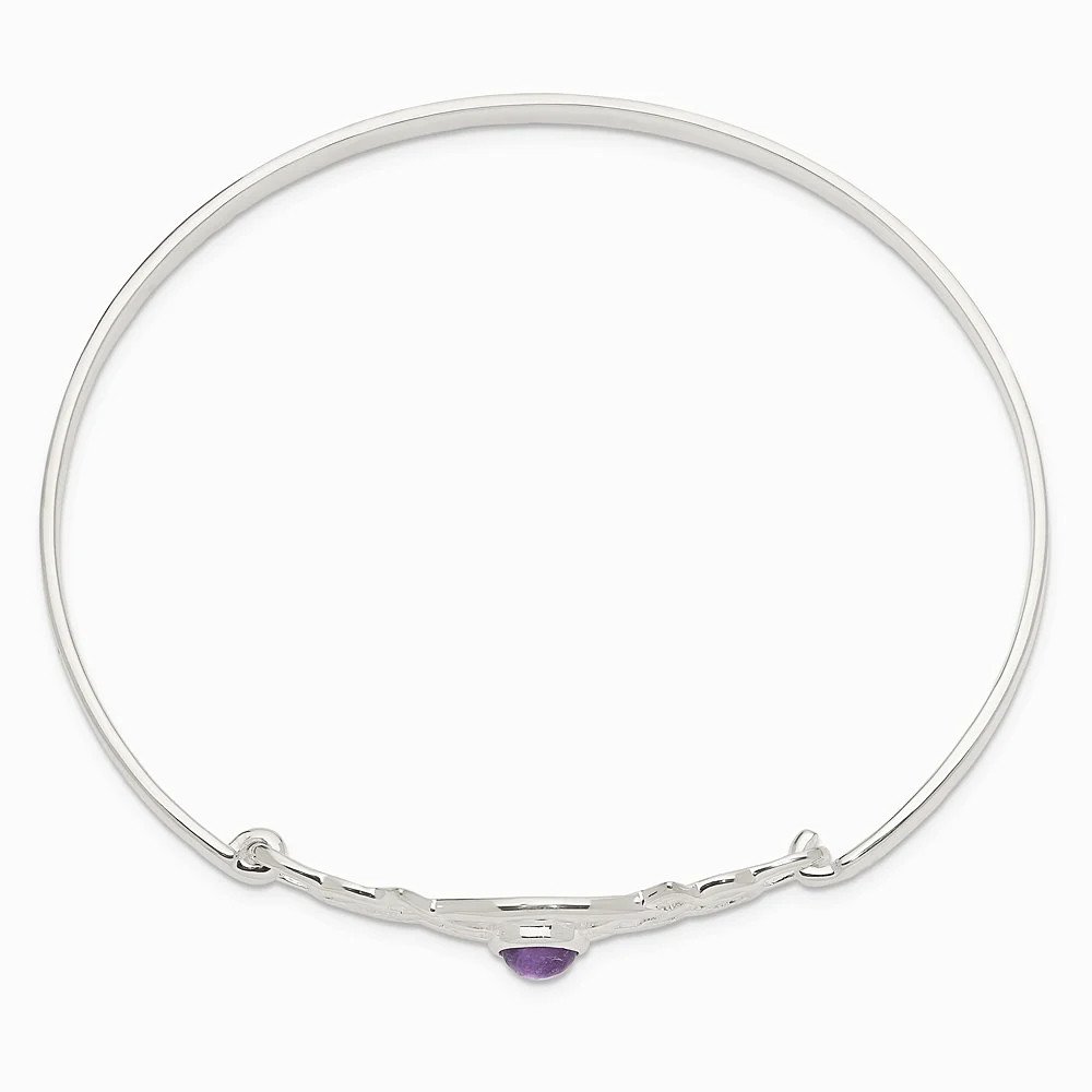Sterling Silver Amethyst Celtic Knot Bangle Bracelet