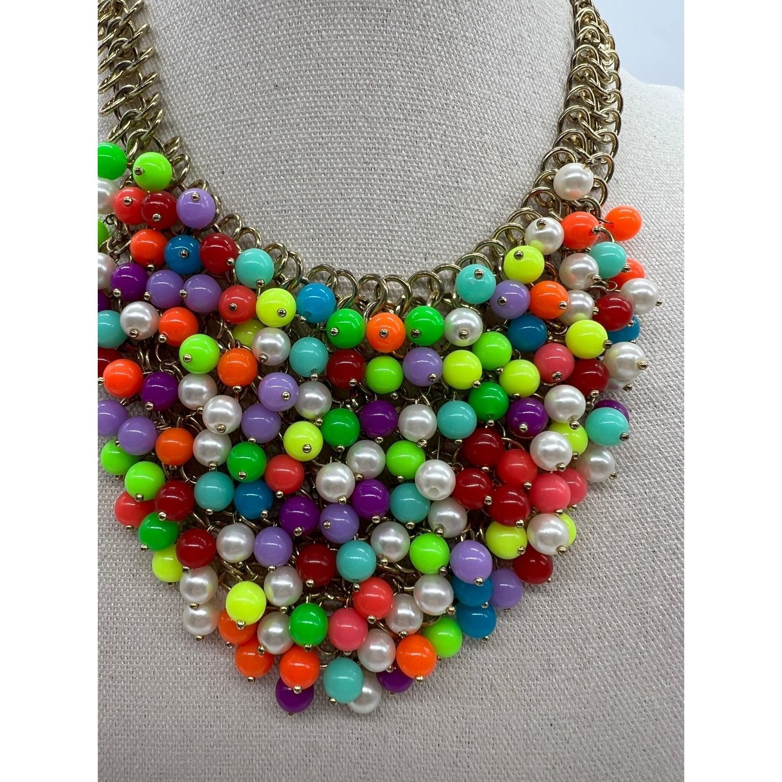 Amrita Singh Colorful Cluster Bib Necklace Neon Dopamine Maximalist
