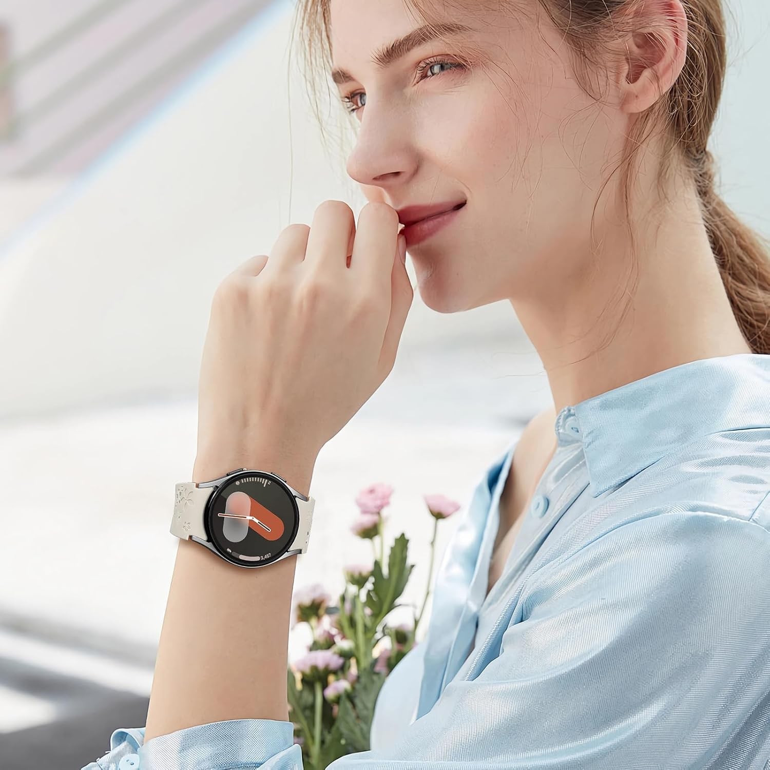 Flower Engraved Band for Samsung Galaxy Watch 7/6/5/4/FE 40mm 44mm/Galaxy Watch