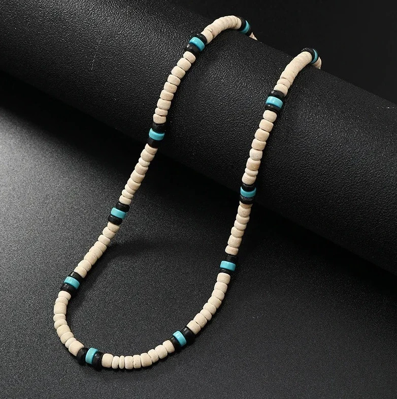 1pcs Necklace For Men New Vintage Coconut Shell Turquoise Surf Necklace