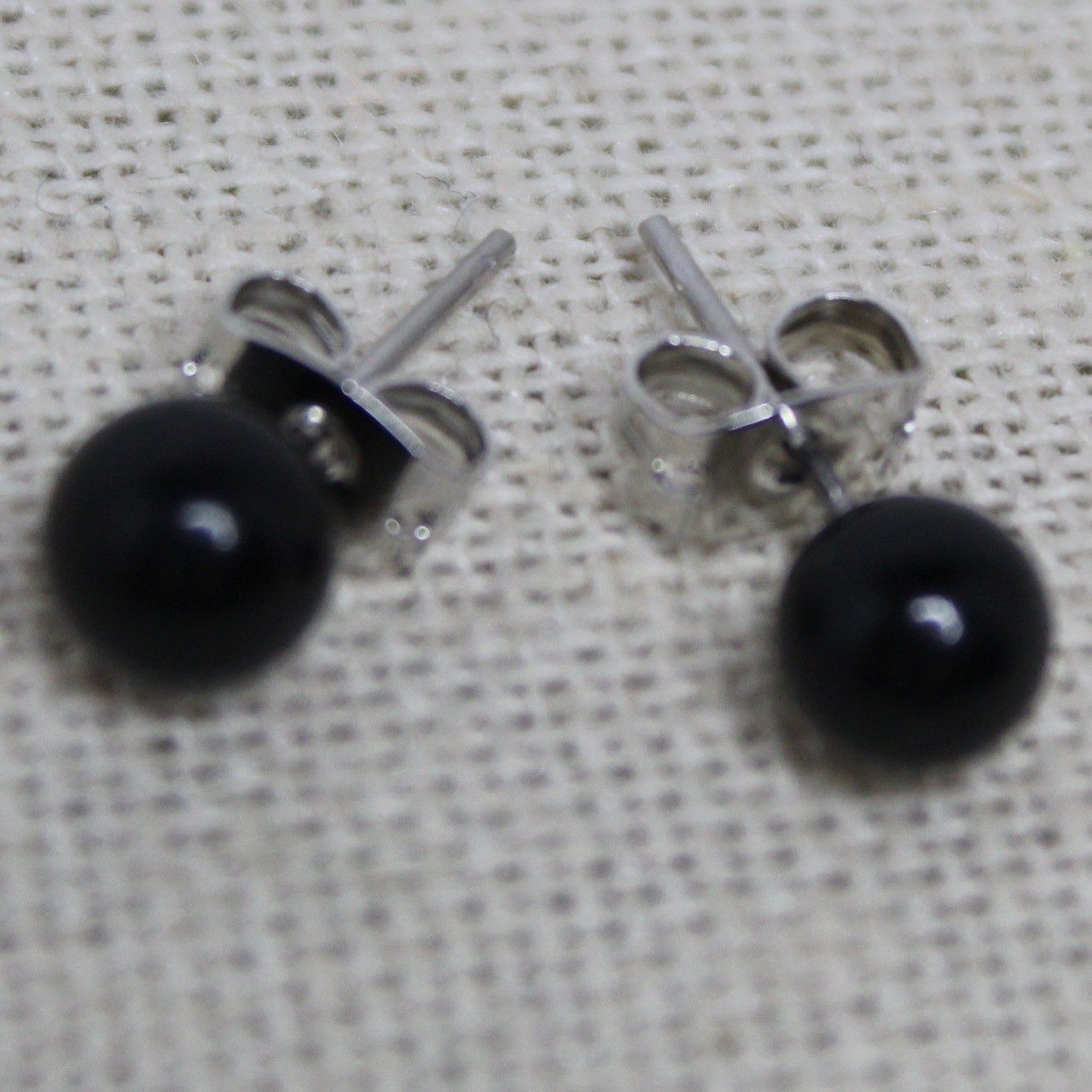 Stud Earrings Black Ball Minimalist Round Small Polished Classic Jewelry Staple