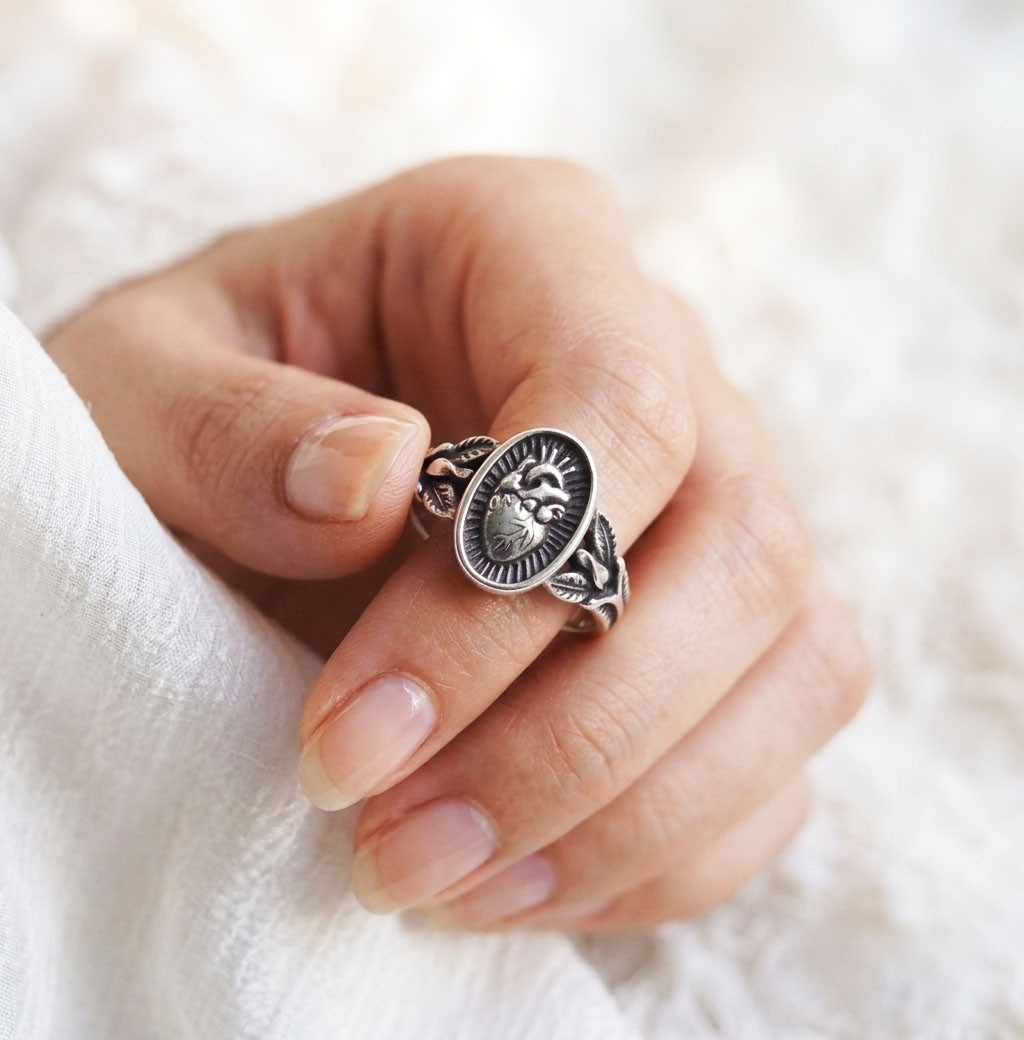 Anatomical Heart Women Gothic Vintage Love Organ 925 Sterling Silver Ring