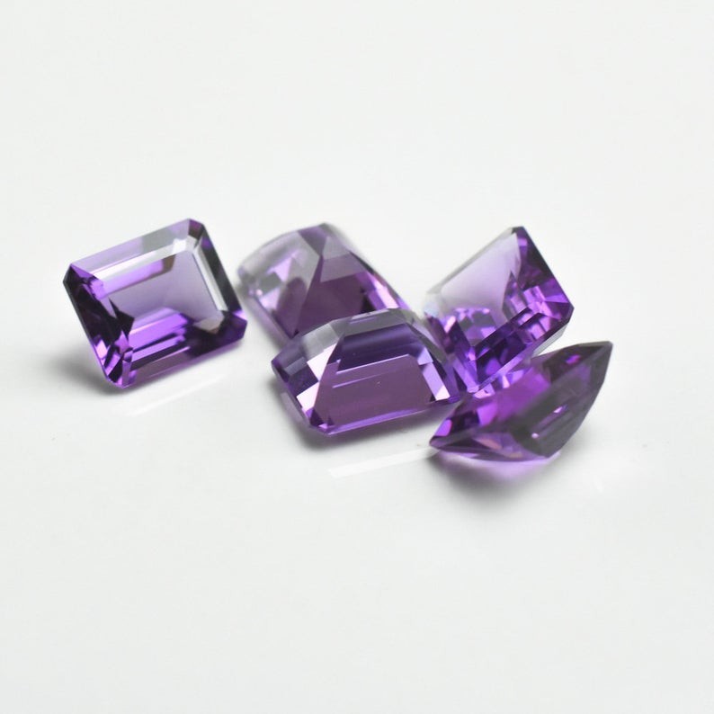 8x10mm Purple Amethyst Natural Octagon Faceted Cut Loose Gemstone
