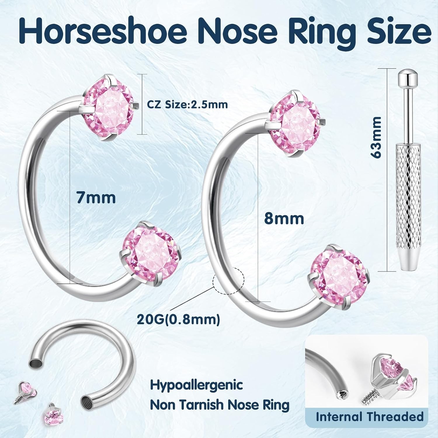 Stylish 20g 18g Gold and Silver Horseshoe Nose Rings – Perfect for All Piercings
