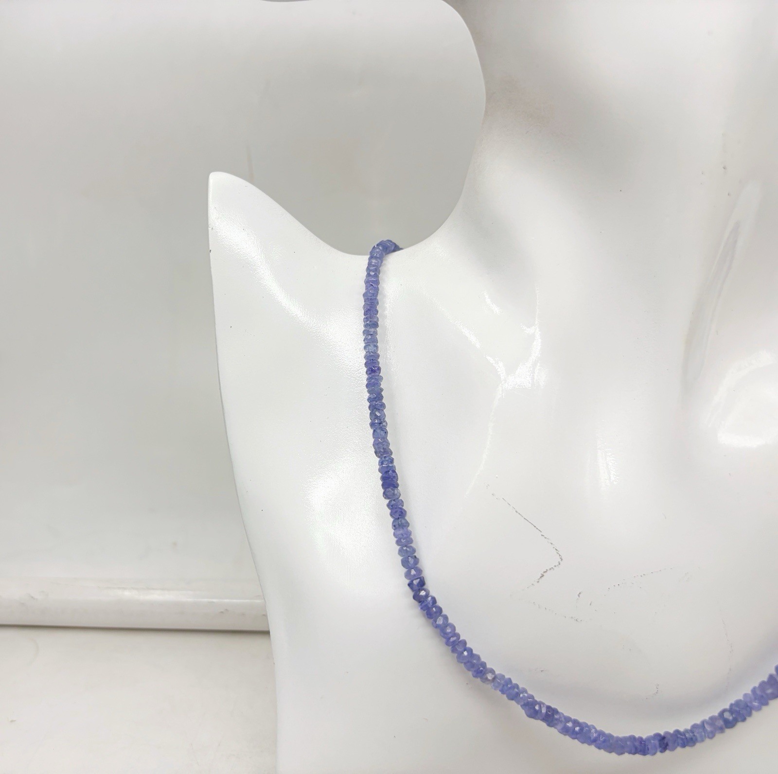 Natural Tanzanite Necklace 20” 4–5mm Faceted Gold Plated Clasp