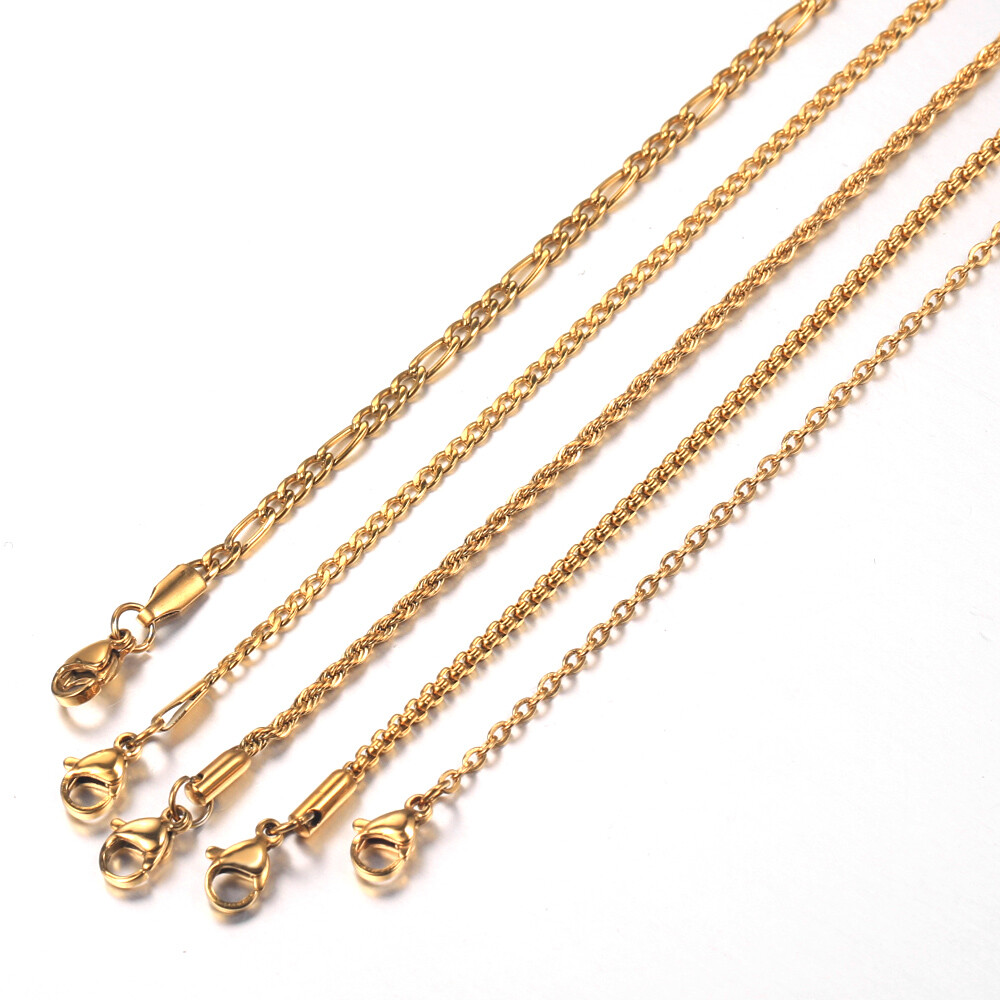 2/3mm Yellow Gold Filled Figaro/Rope/Cuban/Box/Link Chain Necklace Choker 16-30″