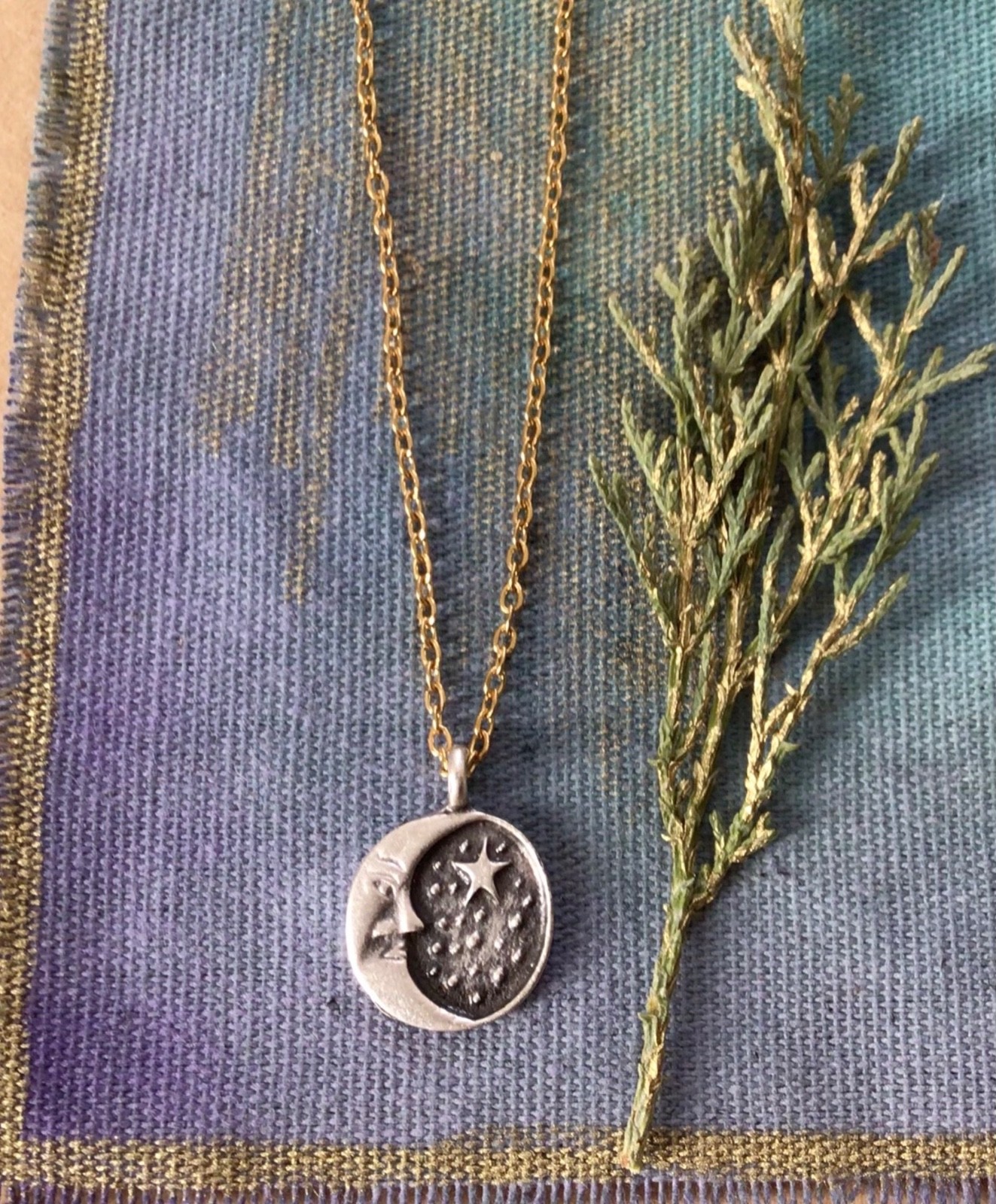 ARTISAN HANDMADE SUNDANCE CHARM NECKLACE HANDCRAFTED SILVER MOON JEWELRY
