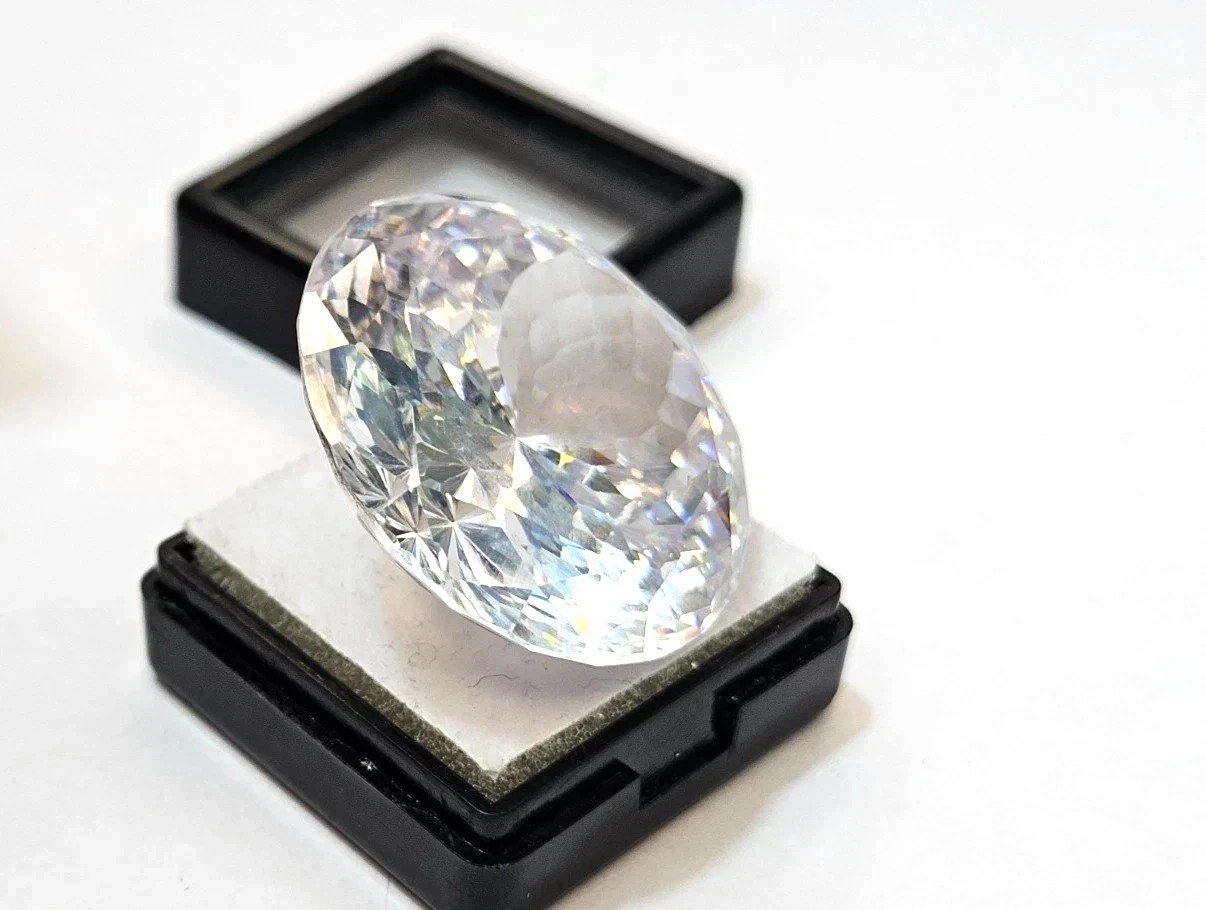White Zircon Round Cut 70+Ct Cambodian Natural GIE Certified Loose Gemstone