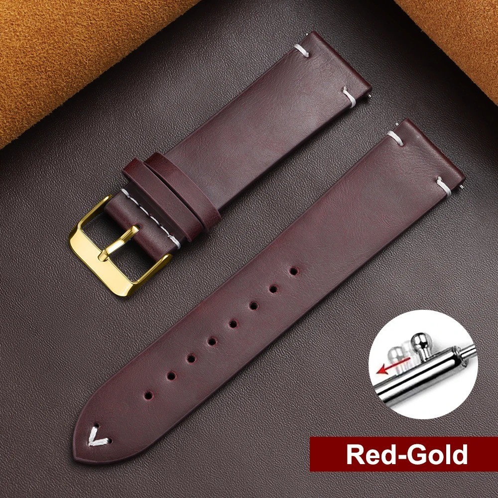 Retro Oil Wax Genuine Leather Watch Band 18 19 20 21 22 24mm Thin Cowhide Strap.