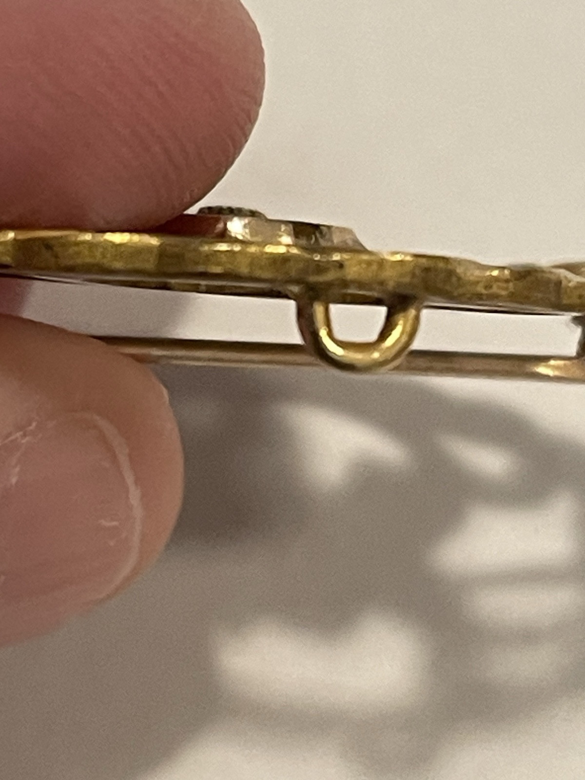 Vtg NTY Bell Systems 1/5 10k Gold Filled Ruby Pin Pendant Brooch