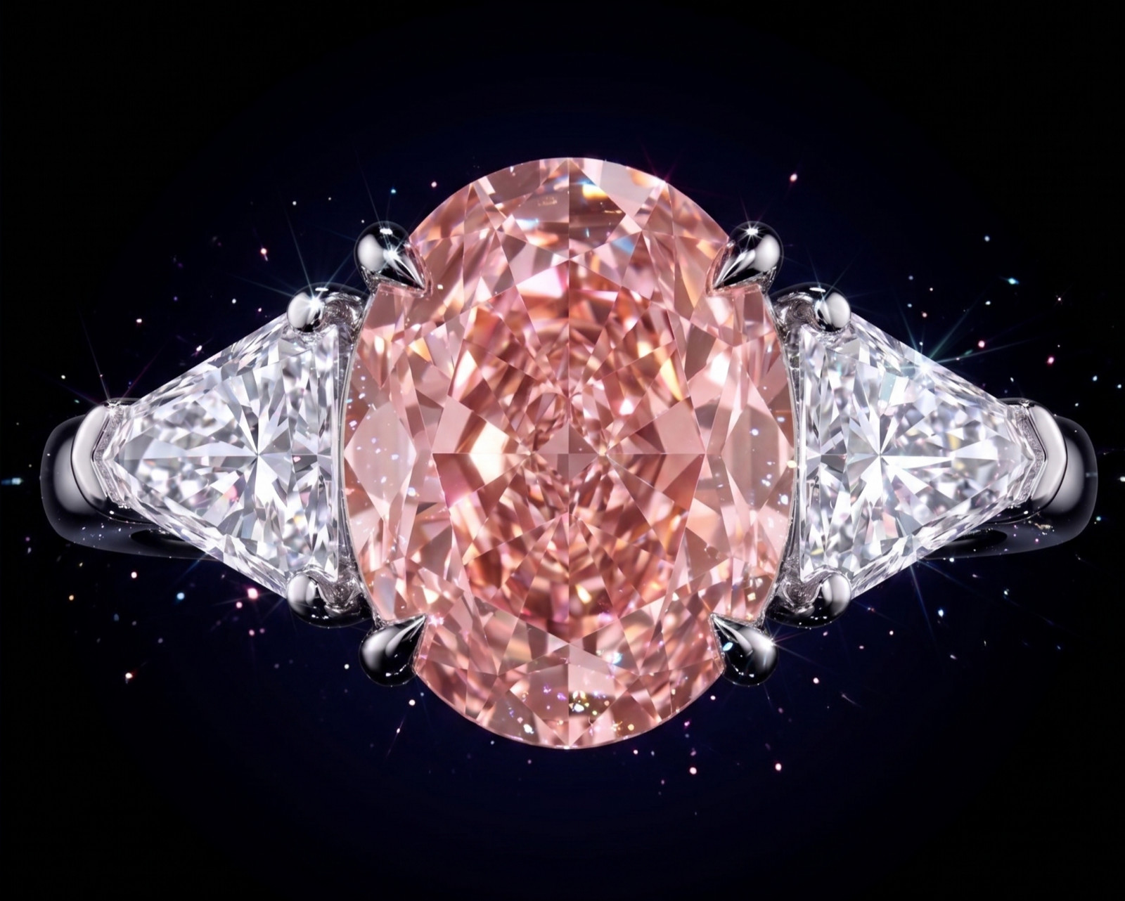 5.00 Ct Certified Oval Shape Natural Pink Diamond Ring VVS1 White Gold Finish