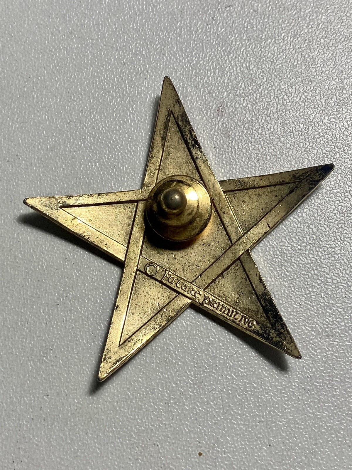 Enameled New York City Star Shaped Lapel Pin Skyline Signed Future Primitive